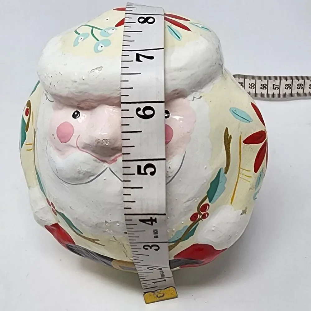 Vintage Pier One Santa Claus Hand Painted Paper Mache Wobbly‎ Folk Art Christmas